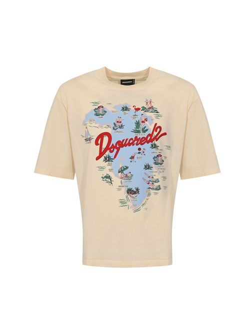 T-shirt Aloha Souvenir Loose Fit in cotone con stampa DSQUARED2 | S71GD1643 D20020103
